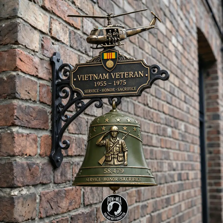 Vietnam Veteran Tribute Wall Bell 1955 to 1975 Commemorative Military Home Decor